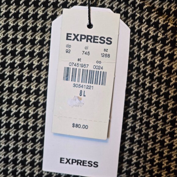 🏷️NWT - EXPRESS Ankle Midrise Houndstooth Troiuser Pant sz 8L - NWT🏷️ - Picture 5 of 7